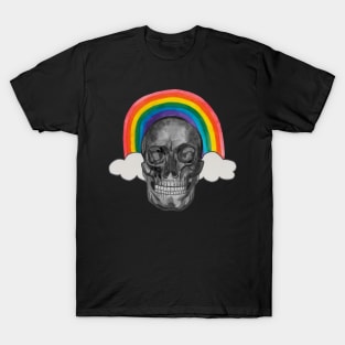 Bnw Skull human head with rainbow T-Shirt